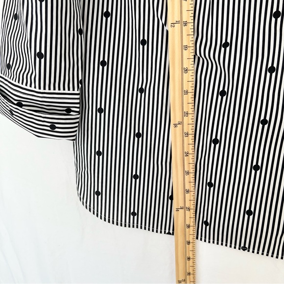 Talbots Black White Striped Dot Blouse Sz 1X  Top - Picture 14 of 14